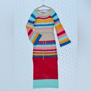 Absolutely Famous Multicolor Striped Crochet Dress
